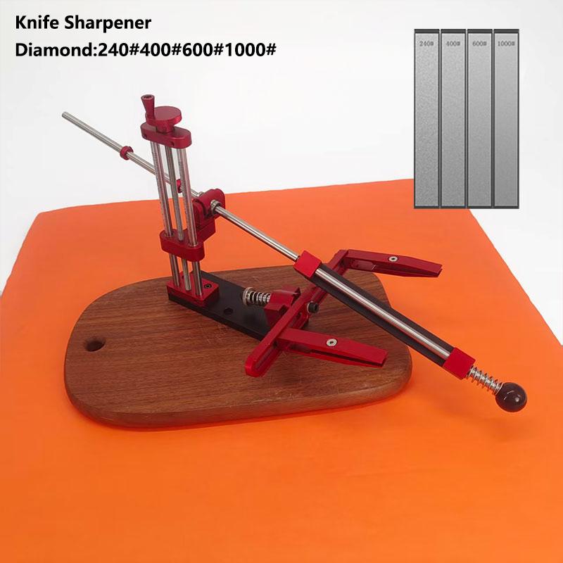 Red Fixed Angle Knife Sharpener - Adjustable Precision Sharpening Tool for Kitchen Knives, Easy to Use Sharpening System