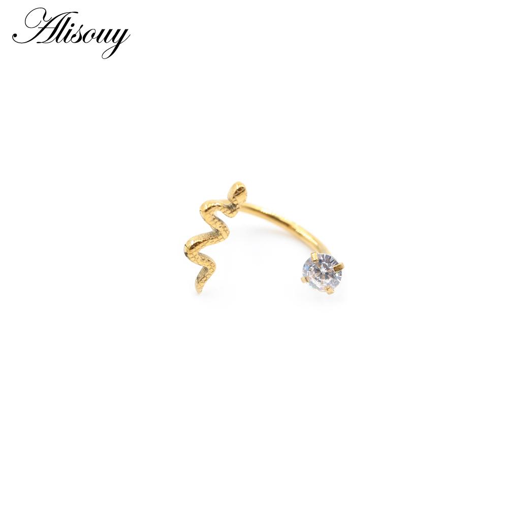 Alisouy 1PC Wąż Cyrkonia CZ Stal nierdzewna Zakrzywione Podkowa Wargi Labret Pierścienie Snug Daith Helix Kolczyki Piercing Body Jewelry
