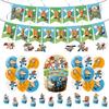 Cartoon Dog Man Theme Balloon Birthday Party Decoration Sherlock Dog Party Supplies Tableware Sets Popcorn Box Banner Plates