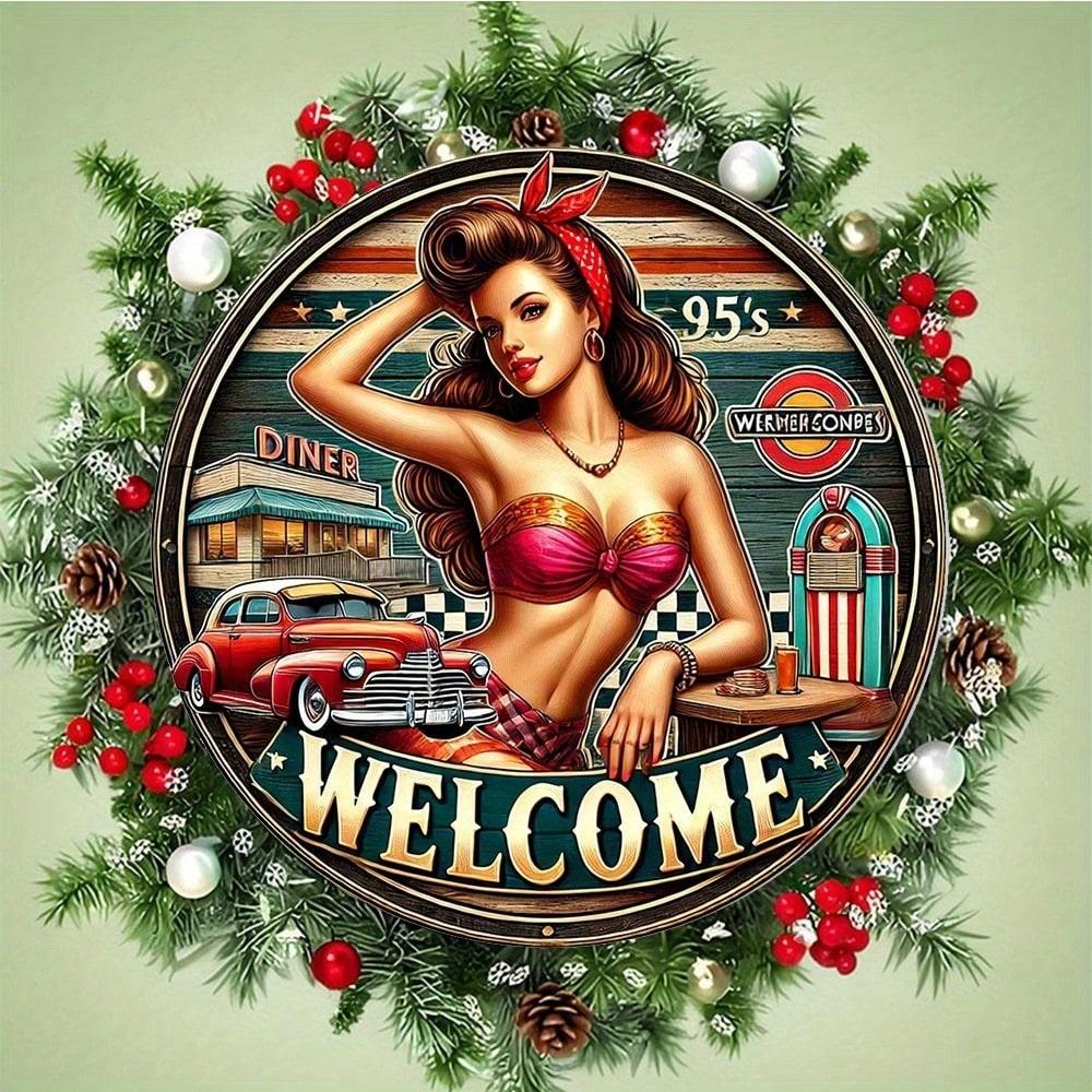 Flat 2D Metal Tin Sign, Hanging Decorative Wall Art Accessories