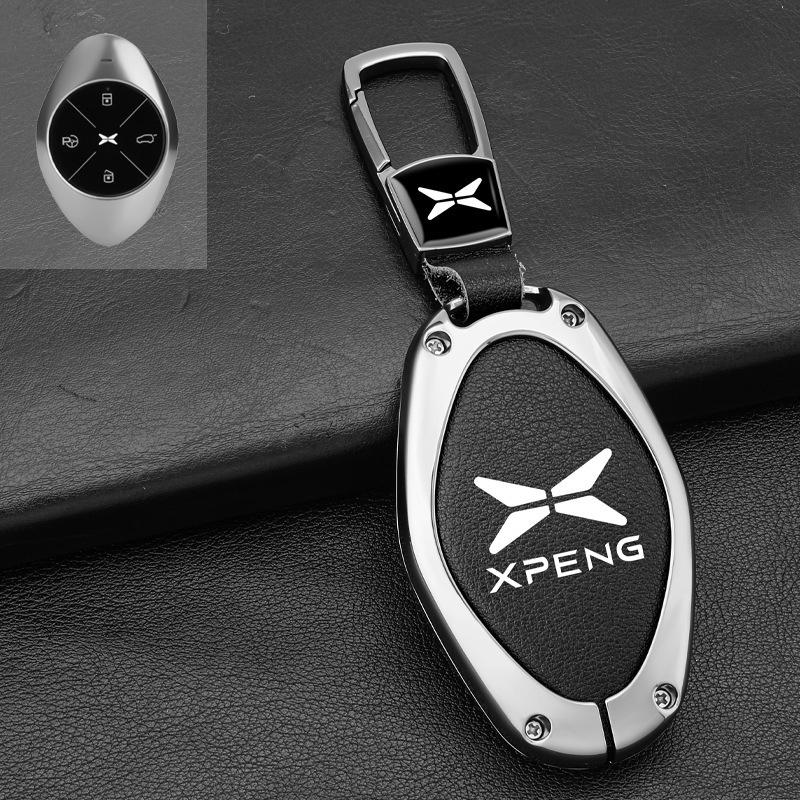 

Alloy+Leather Car Key Fob Cover Case Shell For Xpeng Xiaopeng p7 p7i p5 g3 g3i g9 g6 22-23 Holder Interior Keychain Accessories