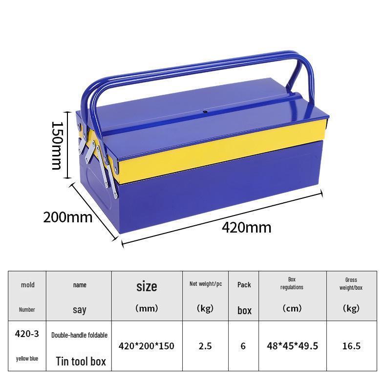 Dual-Handle Folding Metal Toolbox for Car and Auto Repair