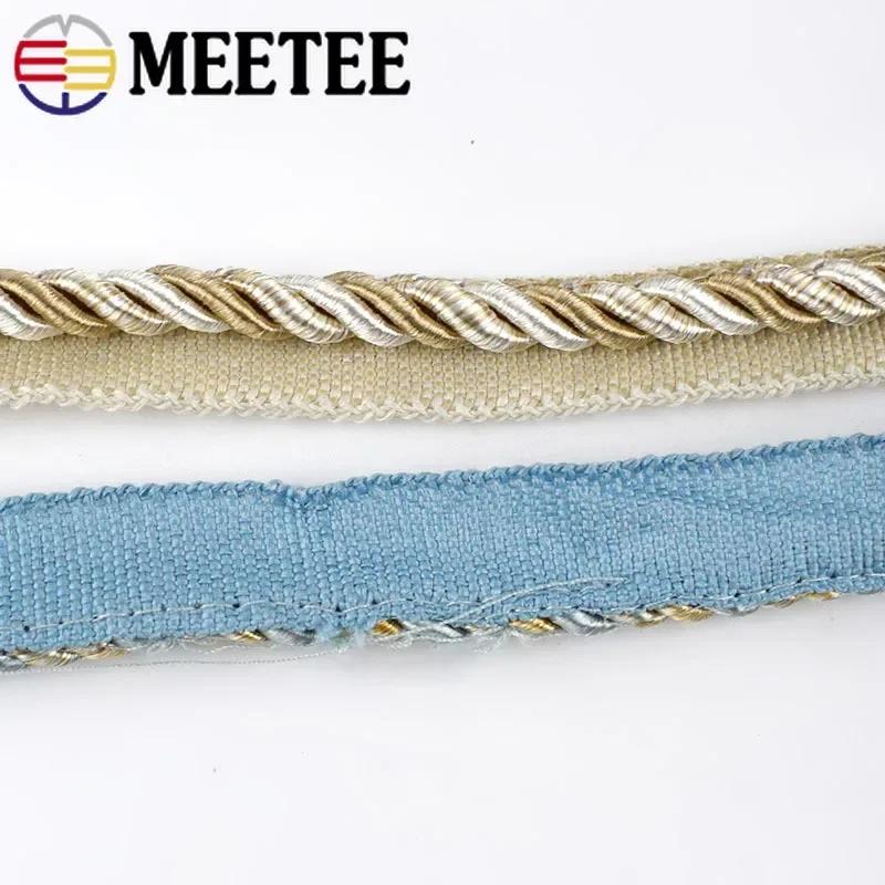 2/5/12M Meetee 6mm Two-color Lace Rope Trim Decorative Strap Webbing Cord for Sofa Curtain Sewing Handmade Material Accessories