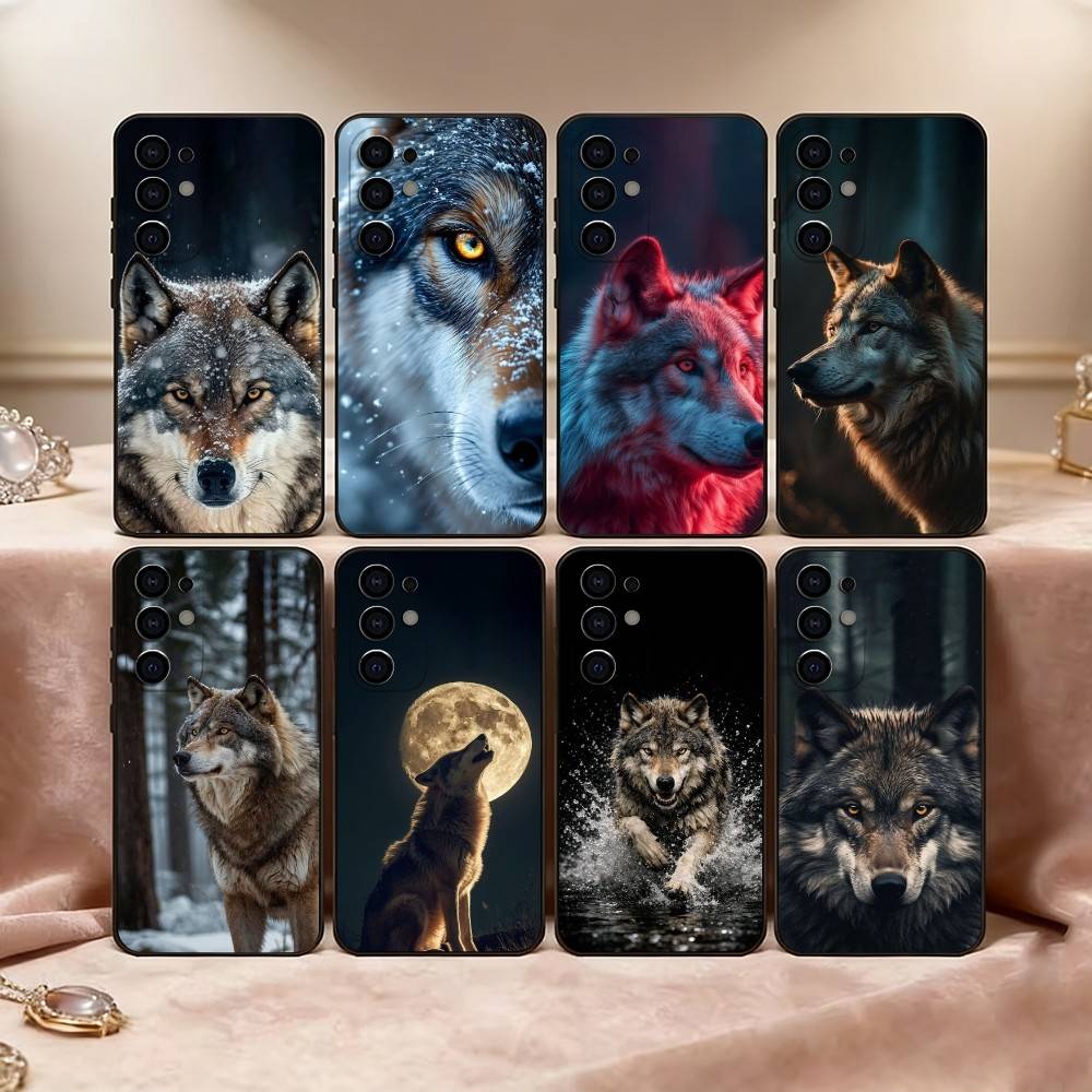 Savage Wolf Theme Phone Case For Samsung S25,S24,S21,S22,S23,S30,Ultra,S20,Plus,Fe,Lite,Note,10,Black Cover