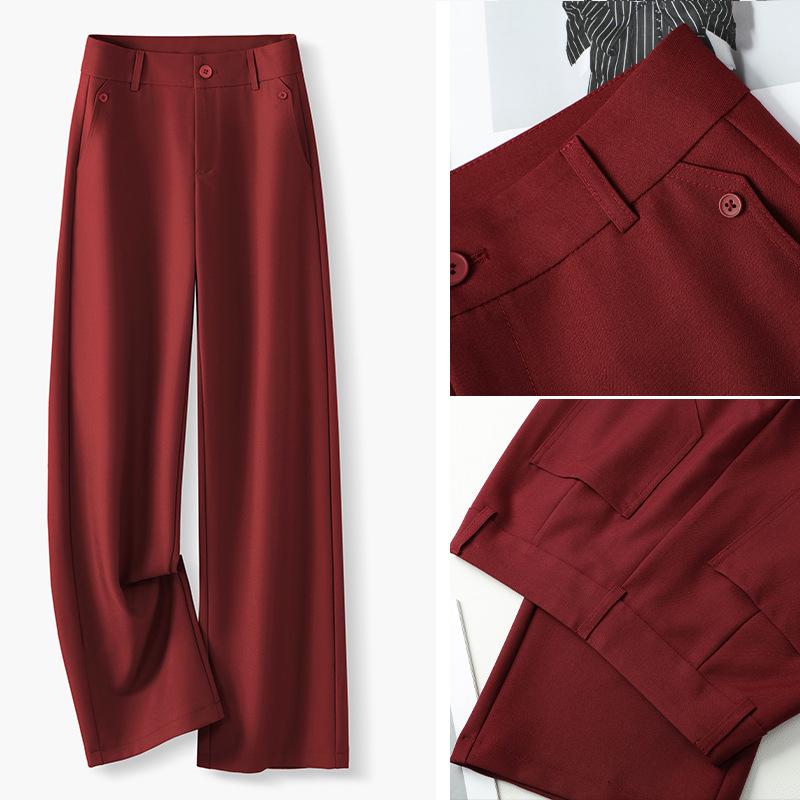 Dámské splývavé kalhoty s vysokým pasem a širokými nohavicemi - Zeštíhlující, ležérní, kalhoty s rovnými nohavicemi