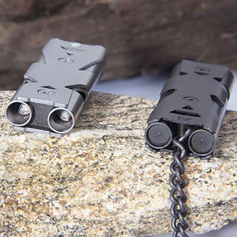 1 adet Çift Boru Düdük Kolye Anahtarlık Yüksek Desibel Açık Survival Acil Düdük Kamp Aracı Çok Fonksiyonlu Düdük