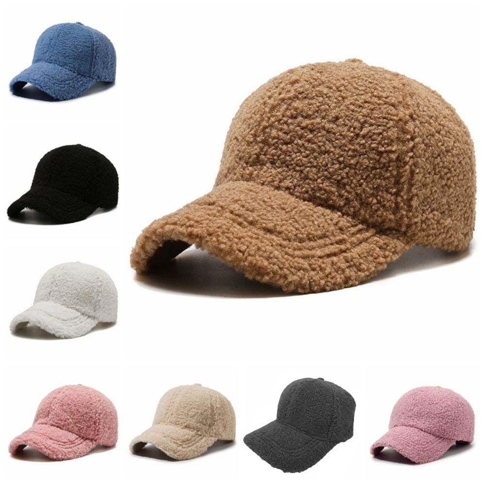 Thicken Plush Snapback Fuzzy Winter Peaked Cap Vintage Lamb Wool Baseball Cap Outdoor