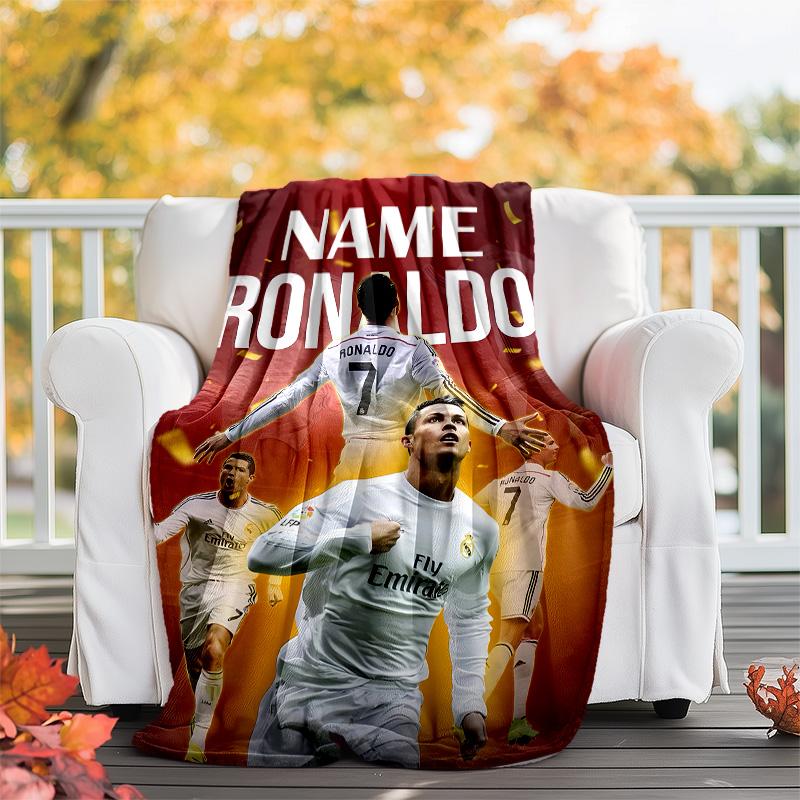 Customizable Football Throw Blanket – Personalized Name, All-Season Cozy Snug Blanket, Machine Washable, Personalized Blanket