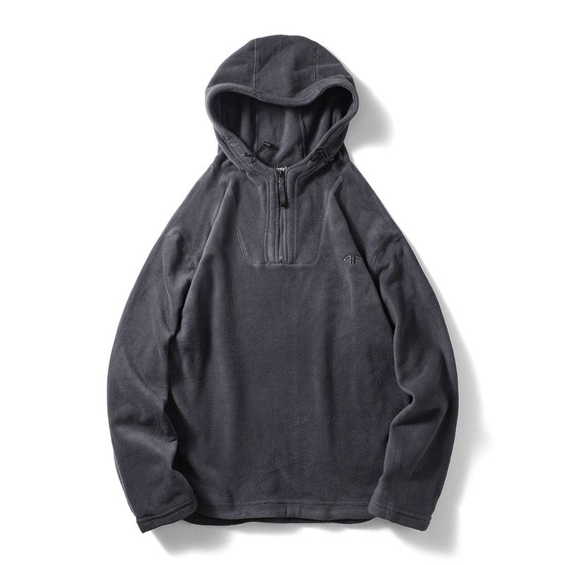 American Style Half Zipper Hood Double-sided Polar Fleece Hoodie Men's Autumn and Winter Outerwear Foreign Trade Cattle Goods Outdoor Fleece Jacket