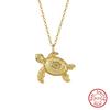 EFFIE QUEEN 925 Sterling Silber Lustiger Meeresschildkröte Anhänger Halskette Zirkonia Kreatives Geschenk für Frauen Schmuck Tier Halskette SN352