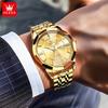 OLEVS Fashion Classic Dual Calendar Quartz Watch For Men Rhombus Mirror Luxury Wristwatch Waterproof Original Man Watches