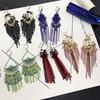 Light Luxury Crystal Diamond Long Earrings, Retro Style Temperament Fringed Earrings, Versatile Stud Earrings with Accessories