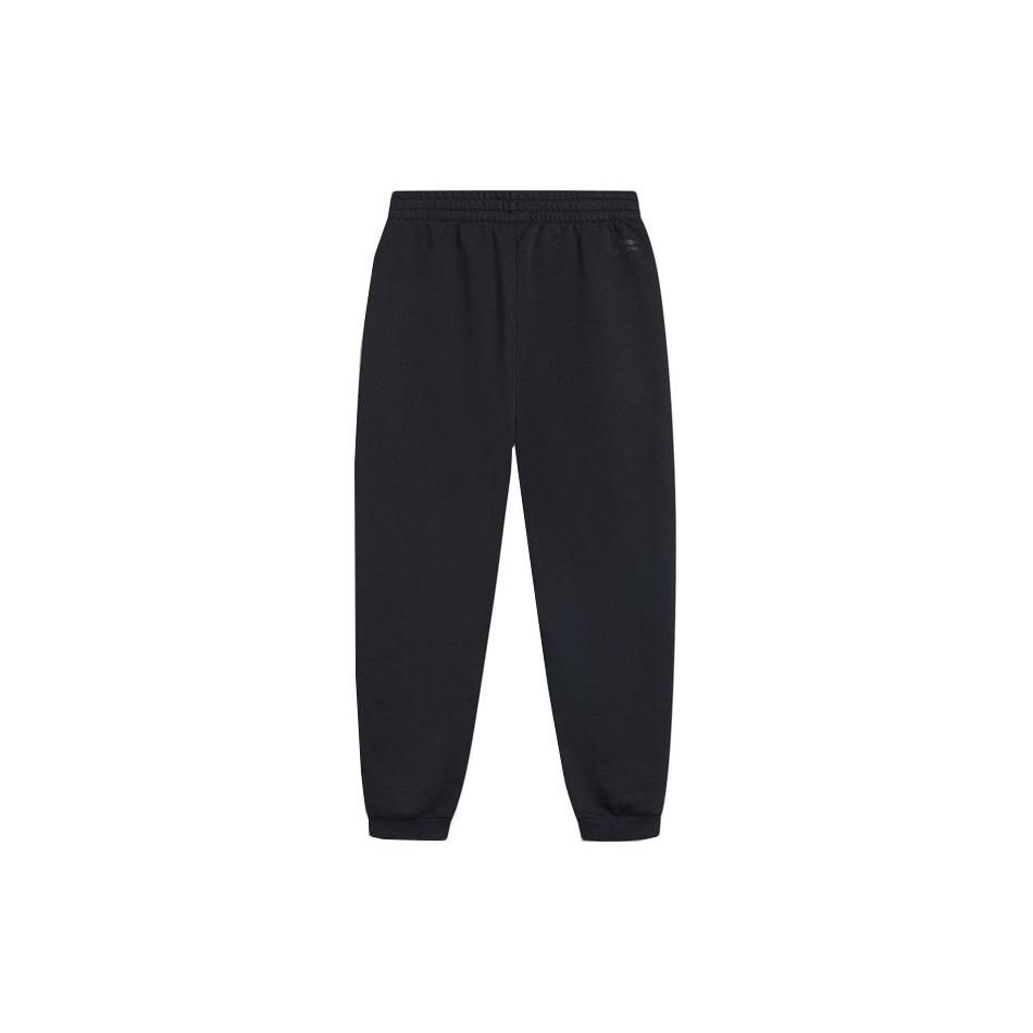 Li Ning Sports Lifestyle Series Solid Color Mid Waist Fleece Cuffed Knitted Sweatpants Women Bottoms Black AKLT820-3