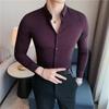 Spring Men's Casual Fashion Stretch Dark Pattern Business Casual Shirt