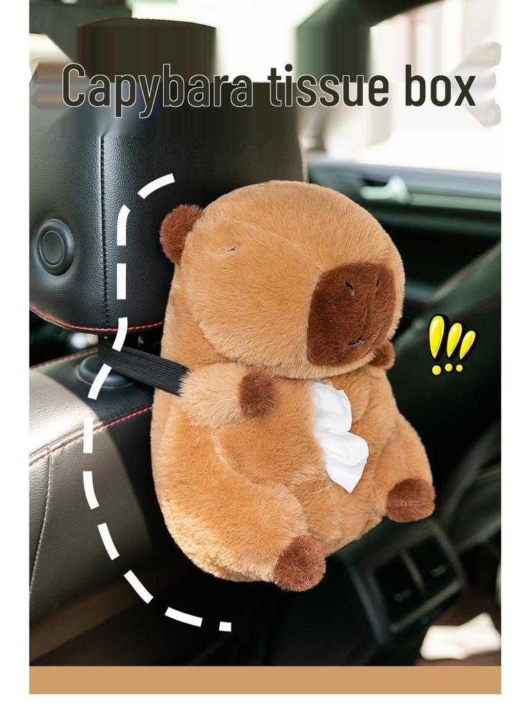 Capybara Plush Toy Car Tissue Box Cover: Cute Storage Ornament Holder