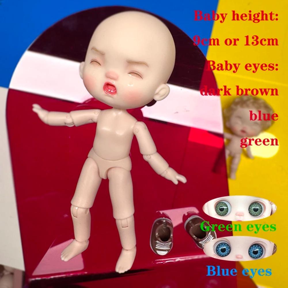 Cute Mini bjd Doll Girl Boy Bald head Ob11 1/12 Naked DIY Toys Handmede Dolls full Body Green Blue eyes Art Doll Accessories Art