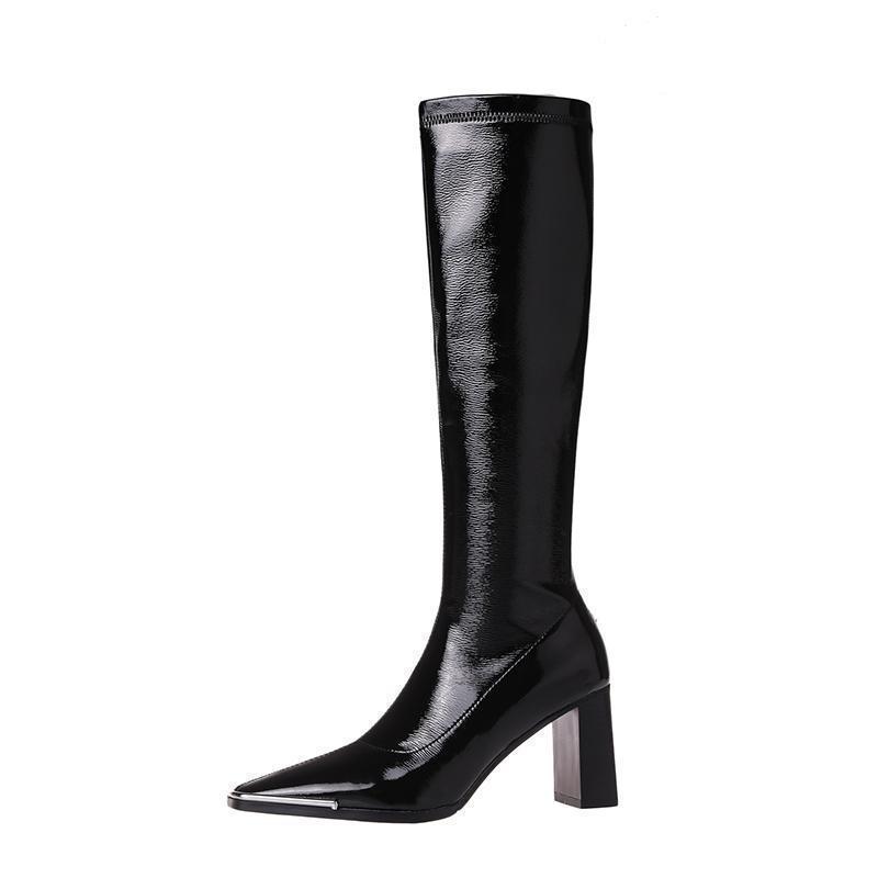 Boots Women's Winter 2025 New Long Skinny Boots High Heel Thick Heel But Knee High Knight Boots