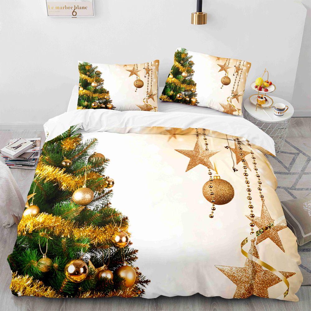 Christmas King Queen Duvet Cover Santa Claus Snowman Bedding Set Red Green Grid Checkered Quilt Cover Polyester Comforter Cover