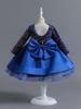 European & American Cross-Border Girls' Sequined Princess Long-Sleeve Evening Dress for Age 1