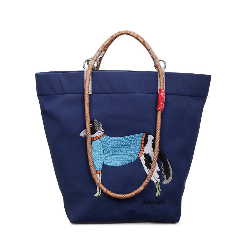 Spring and Summer Embroidery Spotted Dog Underarm Hand Bag Shoulder Bag Simple Tote Bag Messenger Bag Women