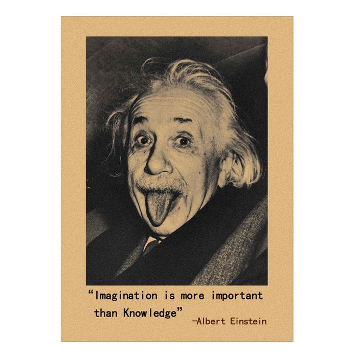 Einstein "Imagination Over Knowledge" Retro Kraft Paper Wall Poster 504