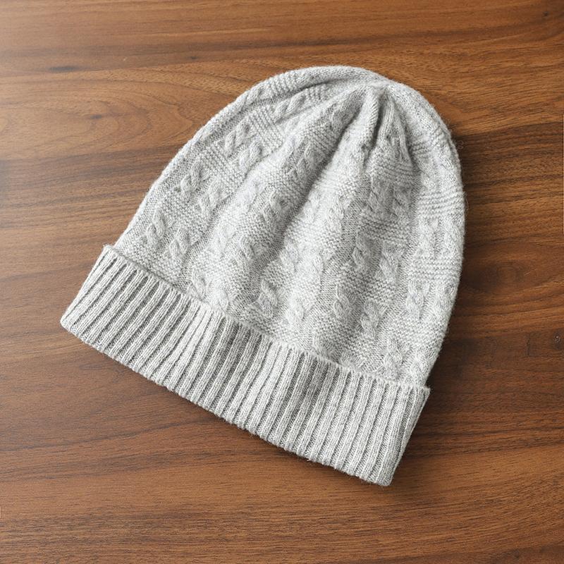 Women 100% Pure Cashmere Cable Knit Beanie Rib  Winter Warm Soft Stylish Versatile Textured Lightweight Cold Weather Accessory