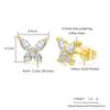 Gold Color Butterfly Stud Earrings For Women Korean Dainty Cubic Zirconia Piercing Lobe Ear Accessories Girls Jewelry Gifts E404