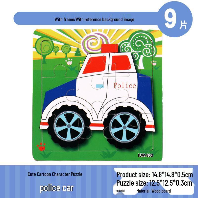Frühpädagogisches Holztiere-Puzzlebrett für Kinder von 0-3 Jahren - 9-teiliges Lernspielzeug