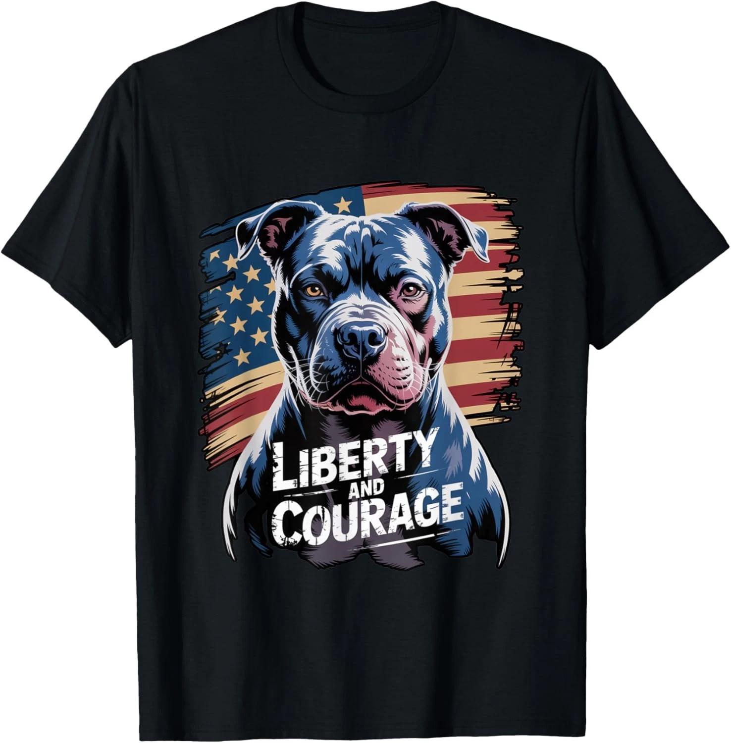 American Pitbull Terrier USA Flag Patriotic 4th of July Dog Gift Unisex T-Shirt M