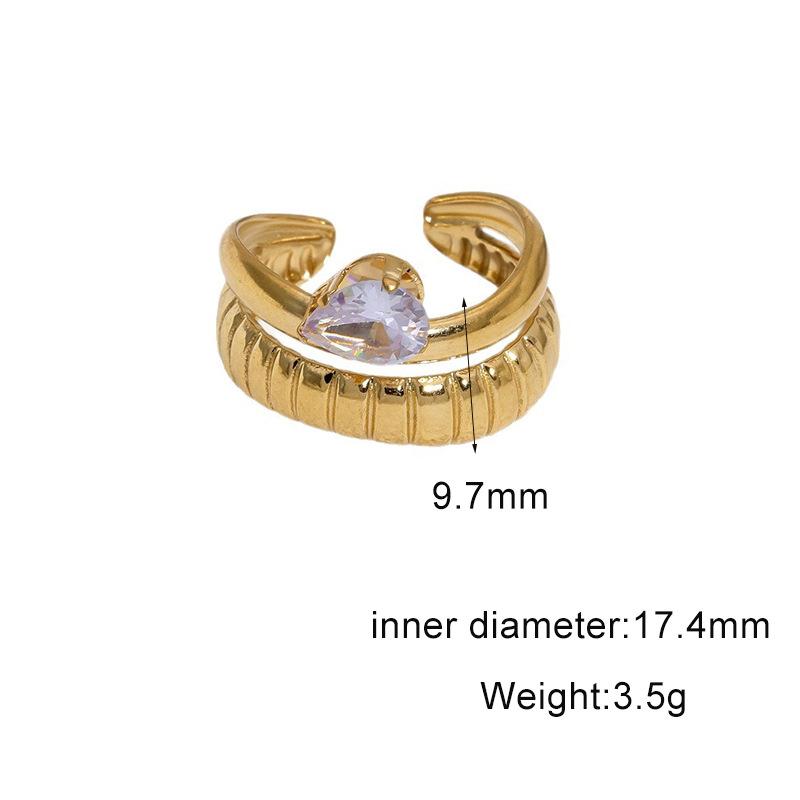 Stainless Steel Exquisite Zircon Rings for Women Men Geometric Smooth Hollow No Fading Opening Rings Jewelry Jewelry Accessories