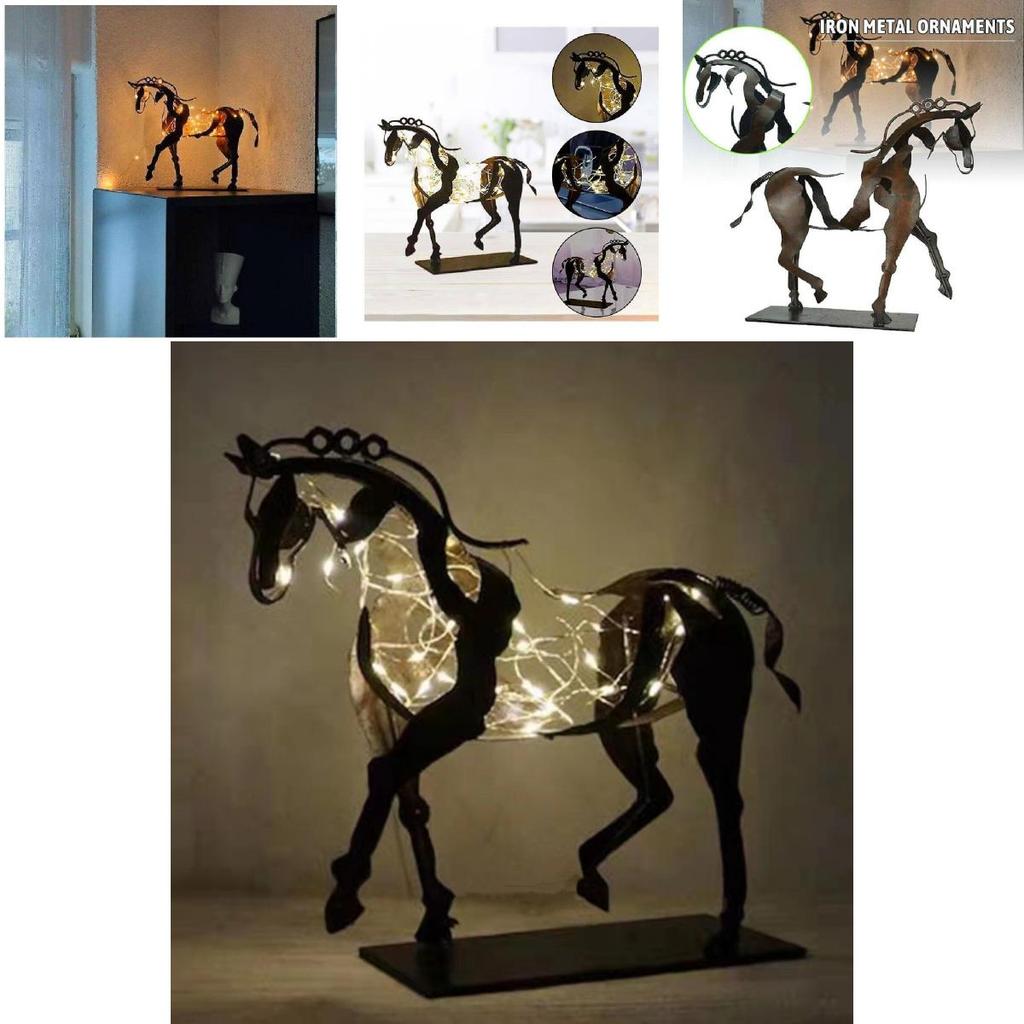 Metal Iron Horse Figurine With Luminescent Effect For Home Or Office Space