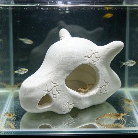 Fish Tank Cave Decor Skull Decoration Cave, Realistic Durable PLA Hideout Reptile Shelter, 3D Printed Habitat Ornament for Aquarium Landscaping