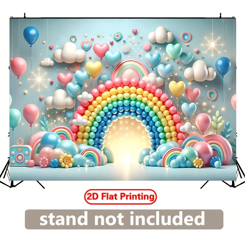 2D Plane 1 Piece. Unconventional Rainbow Balloon Background Made of Durable Polyester. This Multi-functional Banner