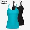 Camisola feminina de algodão, roupa íntima feminina, roupa de dormir, prateleira, sutiã sólido, básico, pacote de 2