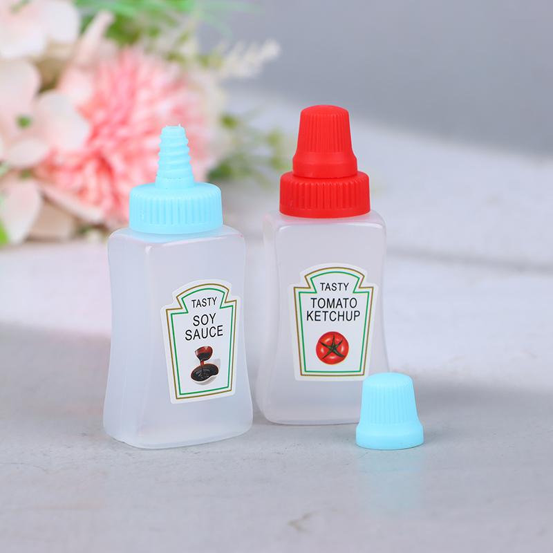 4Pcs/Set Mini Seasoning Sauce Bottle Portable Tomato Ketchup Bottle Salad Dressing Container Pot For Bento Lunch Box