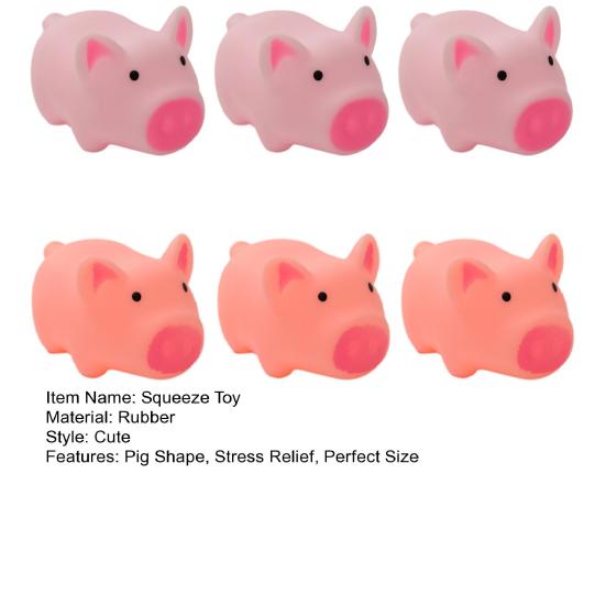 6Pcs Squeeze Toy, Pink Pig Shape Soft Sensory Toy, Medium Size Relaxation Squeeze Ball for Adult Hand Repeated Squeezing Stretching Relaxation Toy