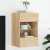 VidaXL Wall-Mounted TV Cabinet with LED Lights, Hanging Television Cabinet with Shelf, Floating TV Stand, Modern, Oak 837082