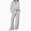 Lässiges Swear Set für Damen für Frühling/Herbst, Reißverschluss Langarm-Sweatshirt und Weitbeinige Hose 2-teiliges Set