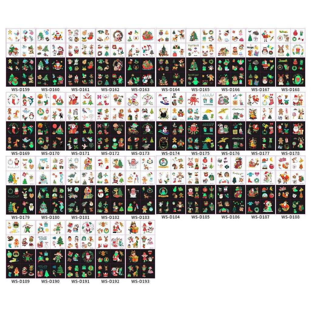 Christmas Luminous Tattoo Stickers: Santa Claus & Cartoon Designs for Kids