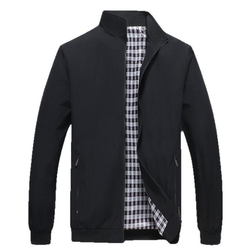 Middle-aged and Elderly Men's Spring Jacket New Style Stand Collar Men's Slim Dad's Casual Top Jacket Can Be Opened Twice