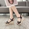 Super high-heeled sandals women's summer 2025 new Korean version of versatile thick-soled waterproof table open-toe one-word buckle wedge sandals