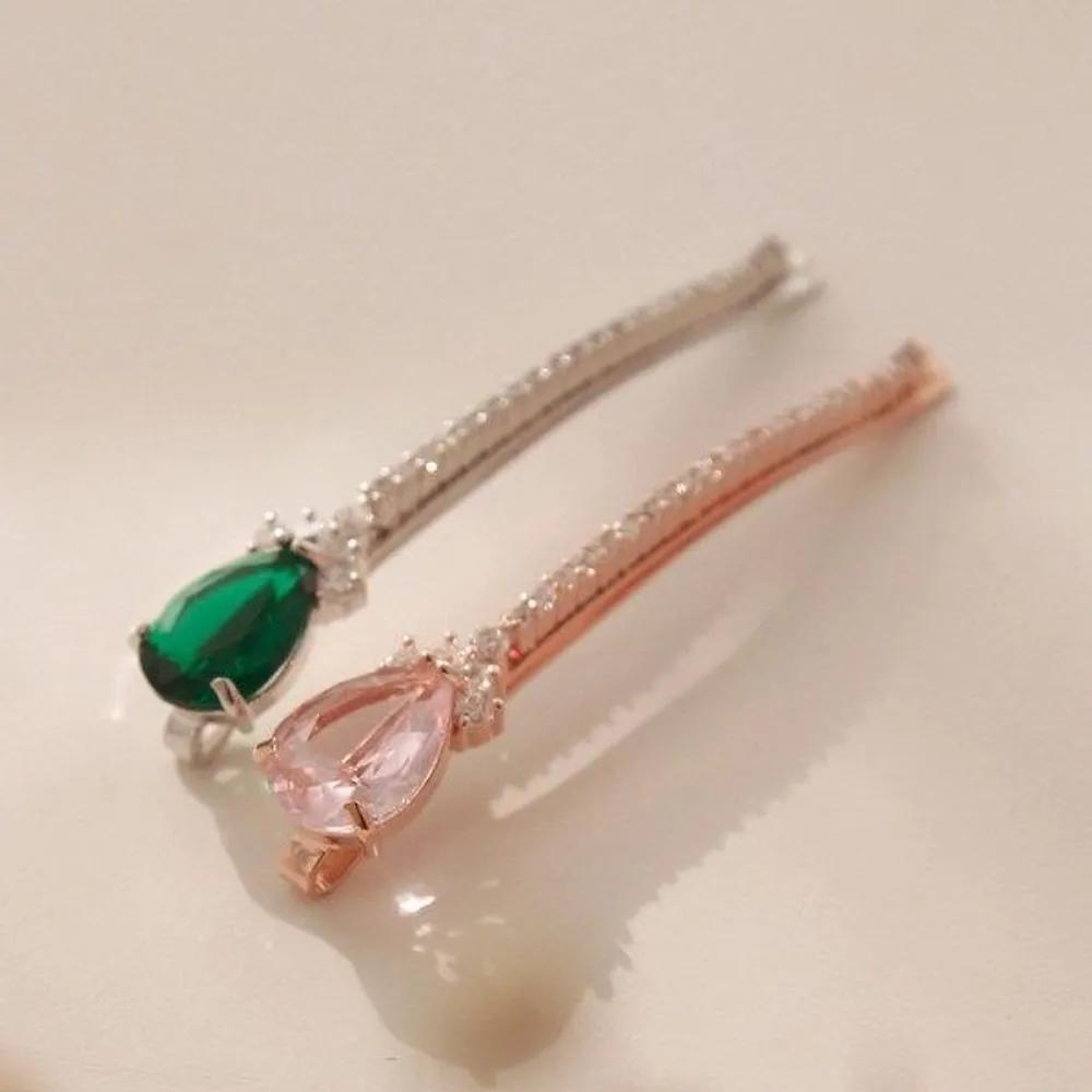 J Lauren White Rose Gold Cubic Hair Pin H0652 pink