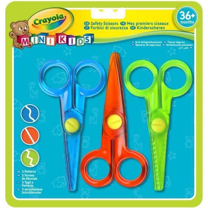 Ciseaux Mini Kids - CRAYOLA - Coupe droite, crantée, zigzag - Pour enfant à partir de 3 ans