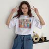vintage funny cartoon print high street white short sleeved t-shirts for women's summer casual oversized t shirt harajuku streetwear tshirt y2k tops