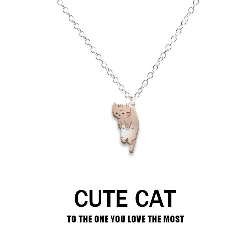 New Trendy Cute Cat Pendant Necklace for Women Men Exquisite Enamel Cartoon Kitten Necklace Party Jewelry Accessories Gifts