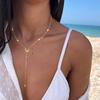 Fashion Necklace for Women Gold Color Layered CZ Y-Shaped Pendant Drop Dangle Necklaces for Mom Teen Girls Jewelry Gift