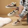 Damen-Schneestiefeletten mit klobiger Plateausohle, rutschfeste Stiefeletten mit Kunstfellfutter, warme Winter-High-Top-Wander-Sneakers für Damen, bequeme kurze Stiefel