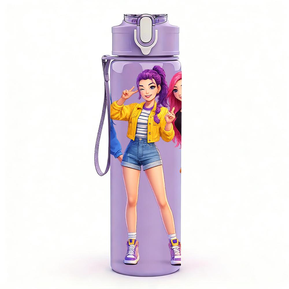1 ud. Vibrante Brillante Banda de Chicas Kpop Busto 750ml Botella de Agua de Plástico de Color Tapa con Pitorro abatible a Prueba de Fugas Para Deportes Oficina Uso en Casa