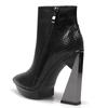 Fashion Brand Runway Style Mixed Color Banquet Cowhide Short Boots Sexy Pointed Waterproof Platform Irregular High Heels Ankle Boots 40