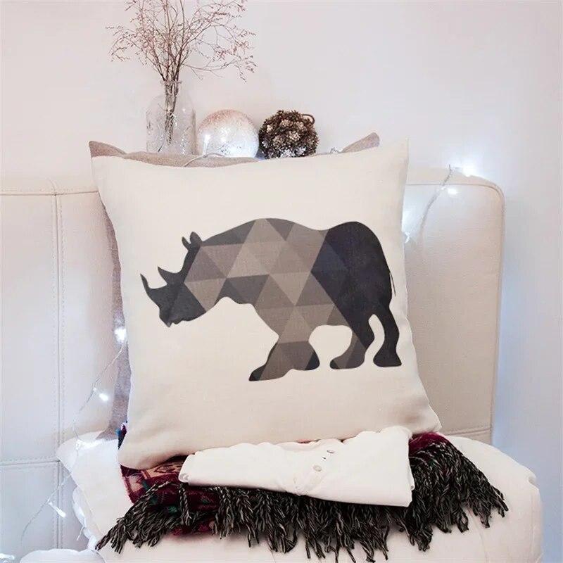 45x45cm Creative Geometric Elk Pillowcase Living Room Sofa Office Seat Car Cushion Cover  Ornament Home Decoration